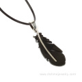 Feather Pendant Stainless Steel Mens Chain Necklace